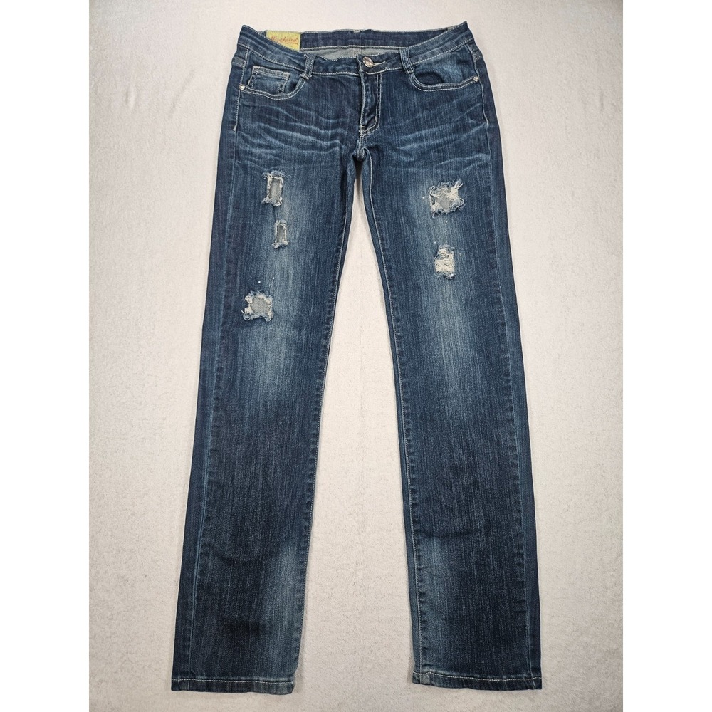MACHINE Nouvelle Mode Size 32 USA 46 Italy Rhinestone Distressed Wash Jeans